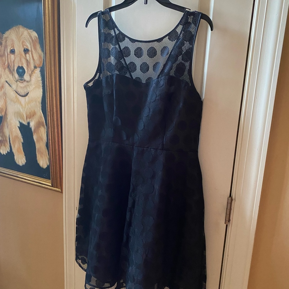 Betsey Johnson Black Mesh Polka Dot Mini Dress - Picture 3 of 8